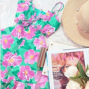 Floral Green and Pink romper nwt